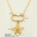 Goldene Edelstahlkette mit Seestern-Anhänger und ovalem Karabinerverschluss für Damen - Seestern (1861-G) / Gold