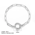 Silver stainless steel paperclip bracelet with 14mm round spring clasp in 18cm length - Steel - Paperclip Chain