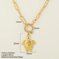 Gouden roestvrijstalen ketting met schildpad hanger en reliëf van zeesterren - Schildpad / Goud