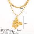 Gold double-layered stainless steel necklace with flat snake chain and bow pendant - Double Butterfly