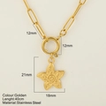 Gouden sterhanger aan een roestvrijstalen paperclipketting voor dames - Zeester - 1274-G / Goud