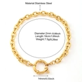 Bracelet chaîne à maillons en acier inoxydable plaqué or 18K avec fermoir marin - Or - Grande Chaîne en O