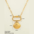 18k vergoldeter Edelstahl Muschel-Anhänger mit einer 40cm langen Büroklammer-Kette - Muschel (1900-G) / Gold