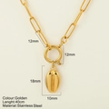 Gouden roestvrijstalen halsketting met schelphanger en 40cm paperclip ketting sieraad - Schelp - 1562-G / Goud