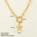 Gouden rvs zeester ketting met trendy paperclip schakels en een maritieme hanger - Zeester - 1574-G / Goud