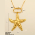 Goldene Seestern-Halskette aus Edelstahl mit Büroklammer-Kette und Karabinerverschluss - Großer Seestern / Gold