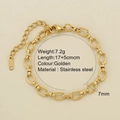 Bracelet chaîne à maillons ovales en acier doré 7mm, longueur réglable 17+5cm - Bracelet - 2542G