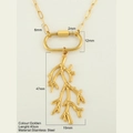 Goldener Korallenzweig-Anhänger aus Edelstahl an einer feinen Büroklammer-Kette - Seegras / Gold