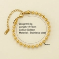 Bracelet en acier inoxydable plaqué or 18 carats avec perles de 5mm et fermoir mousqueton - Or - Bracelet en Perles 2543G