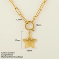 Gouden roestvrijstalen halsketting met zeester hanger en paperclip schakelketting - Ster / Goud