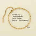 Bracelet chaîne à maillons en acier inoxydable plaqué or 18K avec fermoir mousqueton - Bracelet Trombone - 2544G
