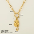 Gouden roestvrijstalen zeepaardje hanger ketting met 40 cm ketting en afmetingen - Zeepaardje - 1860-G / Goud
