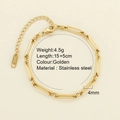 Bracelet chaîne trombones en acier inoxydable plaqué or 18K avec fermoir mousqueton - Or - Chaîne Trombone 2545G