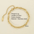 Bracelet chaîne 5mm en acier inoxydable doré avec fermoir mousqueton et extension - Bracelet - 2546G