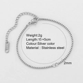 Bracelet chaîne box en acier inoxydable argenté de 2mm avec fermoir mousqueton - Acier - Chaîne de Boîte 2547S