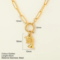 Gouden Franse hoorn hanger ketting van roestvrij staal met gedetailleerde maten - Onregelmatige Hanger / Goud