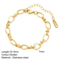 Bracelet chaîne en acier inoxydable plaqué or 18K 7mm avec longueur réglable 15+5cm - Bracelet - 25304G1