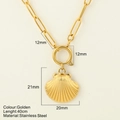 Gouden roestvrijstalen schakelketting met schelphanger en ronde veerringsluiting - Schelp - 1900-G / Goud