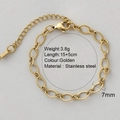 Bracelet en acier inoxydable plaqué or 18K à maillons ovales avec fermoir mousqueton - Bracelet Gaufré - 25312G8
