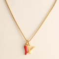 18k gold plated stainless steel necklace with red chili pepper and letter Y pendant - Letter-Y