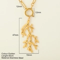 Gouden koraal hanger ketting van roestvrij staal met 40cm ketting en 47mm hanger - Zeegras / Goud