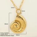 Gouden nautilusschelp hanger ketting van roestvrij staal met paperclip ketting - Grote Wulk / Goud