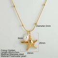 Pendente stella marina dorata con perla d'acqua dolce su collana in acciaio inossidabile - Stella Marina (0536G)