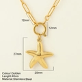 Gouden zeester hanger ketting met paperclip schakels en fijne korrelige textuur - Zeester - 1940-G / Goud