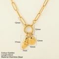 Gouden roestvrijstalen ketting met schelphangers en een paperclipketting van 40cm - Wulk & schelp / Goud