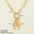 Gouden paperclipketting van roestvrij staal met schelpen- en conch-hangers - Schelp & Wulk / Goud