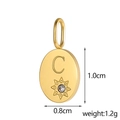 Gouden ovale roestvrijstalen hanger met letter C gravure en kleine zirkoon inlay - Letter C