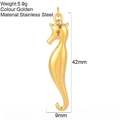 18K gold plated stainless steel seahorse pendant, 42x9mm nautical jewelry charm - Seahorse / Gold