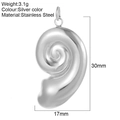 Silver stainless steel spiral snail shell pendant charm with hanging loop for DIY jewelry - Conch / Steel