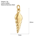 Pendentif coquille en acier inoxydable doré de 22mm pour accessoires de collier DIY - Conque