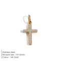 Colgante de cruz en acero inoxidable chapado en oro de 18K con circonitas - Cruz de Diamantes de Imitación
