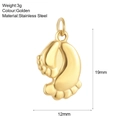 Golden stainless steel baby footprints pendant with polished finish for DIY jewelry - Footprint