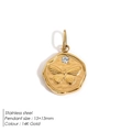 Colgante mariposa de acero chapado en oro 14K con piedra circón, tamaño 13x13mm - Relieve de Mariposa Redondo (BP1579)