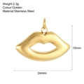 Polished golden stainless steel lip pendant charm for DIY necklaces and jewelry - Lip