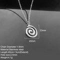 Collana minimalista in acciaio inossidabile argento con ciondolo a spirale e misure - Color Acciaio - Spirale