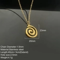 Collana con ciondolo a spirale in acciaio inossidabile dorato con misure dettagliate - Oro-Scanalato
