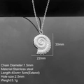 Collana in acciaio inossidabile argento con ciondolo a conchiglia a spirale e nautilus - Color Acciaio - Nautilo