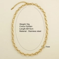 18K gold plated stainless steel O-chain necklace with lobster clasp and extension chain - Large O-Chain Style (25308G1) / Gold