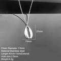 Collana con ciondolo a conchiglia in acciaio inossidabile argento con catena 40+5cm - Color Acciaio - Conchiglia (S11)