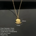 Collana con ciondolo a polpo dorato in acciaio inossidabile e misure del prodotto - Oro-Polpo