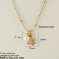 Golden stainless steel octopus pendant necklace with white pearl on a 40cm chain - Octopus (25202G)