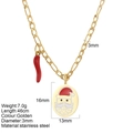 Gold stainless steel Figaro necklace with Santa Claus and red chili charms 46cm - Santa Claus