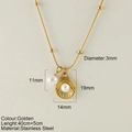 Golden stainless steel necklace with starfish shell and pearl pendant detail - Pearl Shell (25165G)