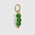 Vertical handmade charm with green faceted crystal beads and golden steel ring connector - Green