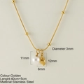 Gold starfish shell pearl pendant necklace in stainless steel with 40+5cm snake chain - Sea Snail (25170G)
