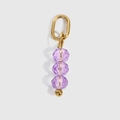 Polished gold pendant featuring three faceted purple crystal beads for jewelry making - Light Purple